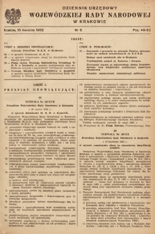 Dziennik Urzędowy Wojewódzkiej Rady Narodowej w Krakowie. 1952, nr 8 |PDF|