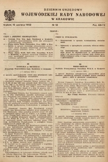Dziennik Urzędowy Wojewódzkiej Rady Narodowej w Krakowie. 1952, nr 12 |PDF|