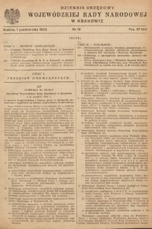 Dziennik Urzędowy Wojewódzkiej Rady Narodowej w Krakowie. 1952, nr 19 |PDF|