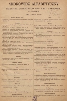 Dziennik Urzędowy Wojewódzkiej Rady Narodowej w Krakowie. 1953, skorowidz alfabetyczny |PDF|