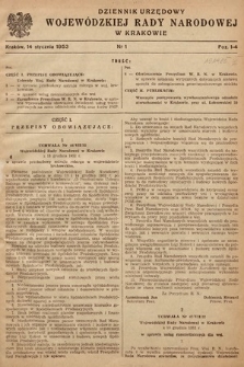 Dziennik Urzędowy Wojewódzkiej Rady Narodowej w Krakowie. 1953, nr 1 |PDF|