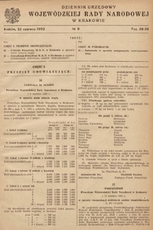 Dziennik Urzędowy Wojewódzkiej Rady Narodowej w Krakowie. 1953, nr 9 |PDF|