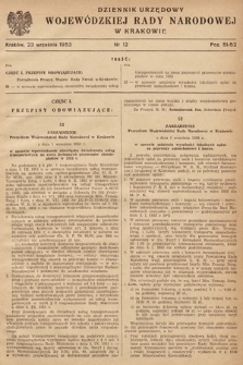 Dziennik Urzędowy Wojewódzkiej Rady Narodowej w Krakowie. 1953, nr 12 |PDF|