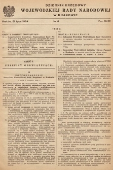 Dziennik Urzędowy Wojewódzkiej Rady Narodowej w Krakowie. 1954, nr 6 |PDF|