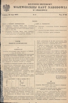 Dziennik Urzędowy Wojewódzkiej Rady Narodowej w Krakowie. 1955, nr 5 |PDF|