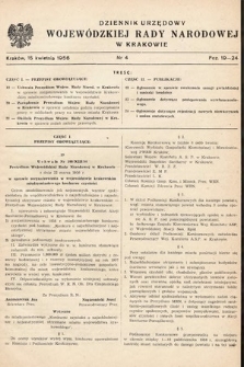 Dziennik Urzędowy Wojewódzkiej Rady Narodowej w Krakowie. 1956, nr 4 |PDF|