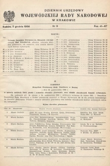 Dziennik Urzędowy Wojewódzkiej Rady Narodowej w Krakowie. 1956, nr 9 |PDF|