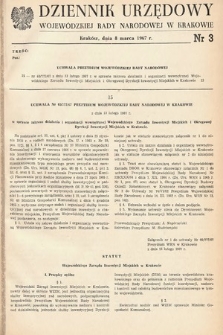Dziennik Urzędowy Wojewódzkiej Rady Narodowej w Krakowie. 1967, nr 3 |PDF|