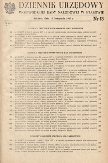 Dziennik Urzędowy Wojewódzkiej Rady Narodowej w Krakowie. 1967, nr 13 |PDF|