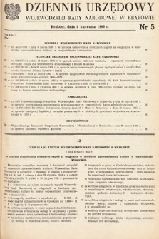 Dziennik Urzędowy Wojewódzkiej Rady Narodowej w Krakowie. 1968, nr 5 |PDF|