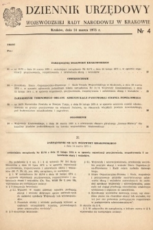Dziennik Urzędowy Wojewódzkiej Rady Narodowej w Krakowie. 1975, nr 4 |PDF|