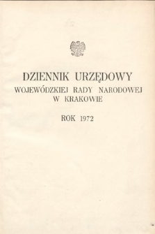 Dziennik Urzędowy Wojewódzkiej Rady Narodowej w Krakowie. 1972, skorowidz alfabetyczny. |PDF|