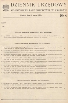 Dziennik Urzędowy Wojewódzkiej Rady Narodowej w Krakowie. 1972, nr 4 |PDF|
