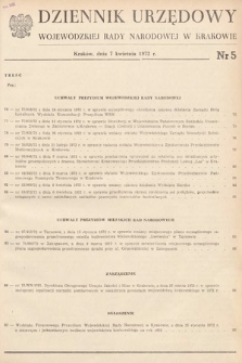 Dziennik Urzędowy Wojewódzkiej Rady Narodowej w Krakowie. 1972, nr 5 |PDF|