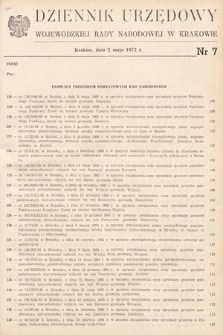 Dziennik Urzędowy Wojewódzkiej Rady Narodowej w Krakowie. 1972, nr 7 |PDF|
