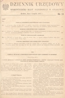 Dziennik Urzędowy Wojewódzkiej Rady Narodowej w Krakowie. 1972, nr 13 |PDF|