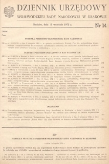 Dziennik Urzędowy Wojewódzkiej Rady Narodowej w Krakowie. 1972, nr 14 |PDF|