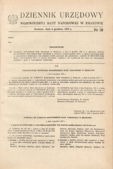 Dziennik Urzędowy Wojewódzkiej Rady Narodowej w Krakowie. 1972, nr 18 |PDF|