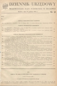 Dziennik Urzędowy Wojewódzkiej Rady Narodowej w Krakowie. 1972, nr 21 |PDF|