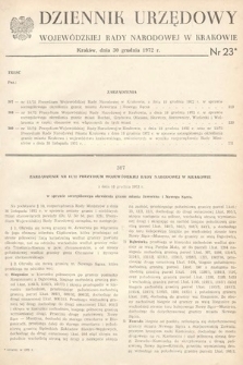 Dziennik Urzędowy Wojewódzkiej Rady Narodowej w Krakowie. 1972, nr 23 |PDF|