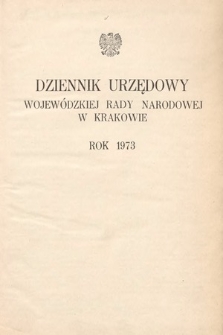 Dziennik Urzędowy Wojewódzkiej Rady Narodowej w Krakowie. 1973, skorowidz alfabetyczny. |PDF|