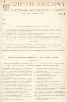 Dziennik Urzędowy Wojewódzkiej Rady Narodowej w Krakowie. 1973, nr 8 |PDF|