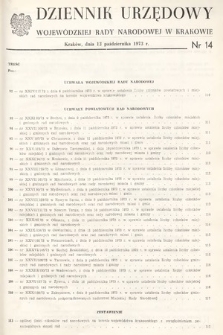 Dziennik Urzędowy Wojewódzkiej Rady Narodowej w Krakowie. 1973, nr 14 |PDF|