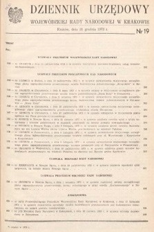 Dziennik Urzędowy Wojewódzkiej Rady Narodowej w Krakowie. 1973, nr 19 |PDF|