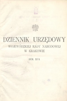 Dziennik Urzędowy Wojewódzkiej Rady Narodowej w Krakowie. 1974, skorowidz alfabetyczny. |PDF|