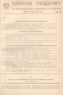 Dziennik Urzędowy Wojewódzkiej Rady Narodowej w Krakowie. 1974, nr 8 |PDF|