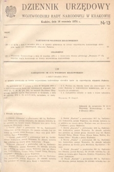 Dziennik Urzędowy Wojewódzkiej Rady Narodowej w Krakowie. 1974, nr 13 |PDF|