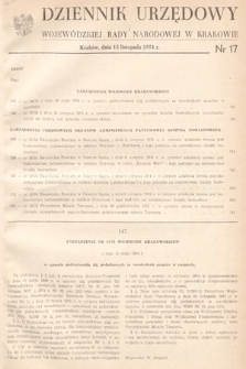 Dziennik Urzędowy Wojewódzkiej Rady Narodowej w Krakowie. 1974, nr 17 |PDF|