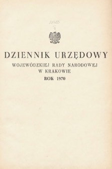 Dziennik Urzędowy Wojewódzkiej Rady Narodowej w Krakowie. 1970, skorowidz alfabetyczny. |PDF|