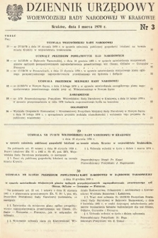 Dziennik Urzędowy Wojewódzkiej Rady Narodowej w Krakowie. 1970, nr 3 |PDF|