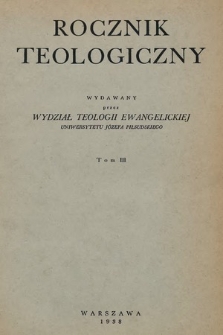Rocznik Teologiczny. 1938, t. 3
