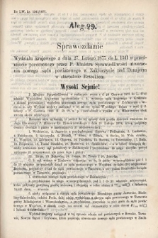 [Kadencja IV, sesja I, al. 29] Alegata do Sprawozdań Stenograficznych z Pierwszej Sesyi Czwartego Peryodu Sejmu Krajowego Królestwa Galicyi i Lodomeryi wraz z Wielkiem Księstwem Krakowskiem z roku 1877. Alegat 29