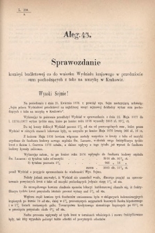 [Kadencja IV, sesja I, al. 43] Alegata do Sprawozdań Stenograficznych z Pierwszej Sesyi Czwartego Peryodu Sejmu Krajowego Królestwa Galicyi i Lodomeryi wraz z Wielkiem Księstwem Krakowskiem z roku 1877. Alegat 43