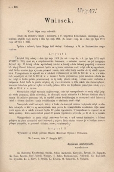 [Kadencja IV, sesja I, al. 47] Alegata do Sprawozdań Stenograficznych z Pierwszej Sesyi Czwartego Peryodu Sejmu Krajowego Królestwa Galicyi i Lodomeryi wraz z Wielkiem Księstwem Krakowskiem z roku 1877. Alegat 47