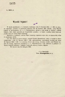 [Kadencja I, sesja III, al. 4] Alegaty do Sprawozdań Stenograficznych z Trzeciej Sesyi Sejmu Galicyjskiego z roku 1865-1866. Alegat 4