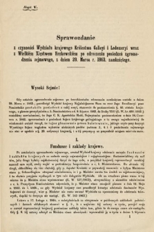 [Kadencja I, sesja III, al. 5] Alegaty do Sprawozdań Stenograficznych z Trzeciej Sesyi Sejmu Galicyjskiego z roku 1865-1866. Alegat 5