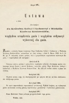 [Kadencja I, sesja III, al. 9] Alegaty do Sprawozdań Stenograficznych z Trzeciej Sesyi Sejmu Galicyjskiego z roku 1865-1866. Alegat 9