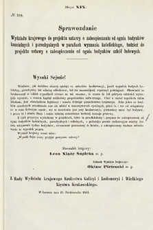 [Kadencja I, sesja III, al. 19] Alegaty do Sprawozdań Stenograficznych z Trzeciej Sesyi Sejmu Galicyjskiego z roku 1865-1866. Alegat 19