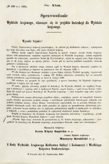 [Kadencja I, sesja III, al. 22] Alegaty do Sprawozdań Stenograficznych z Trzeciej Sesyi Sejmu Galicyjskiego z roku 1865-1866. Alegat 22