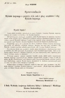 [Kadencja I, sesja III, al. 27] Alegaty do Sprawozdań Stenograficznych z Trzeciej Sesyi Sejmu Galicyjskiego z roku 1865-1866. Alegat 27
