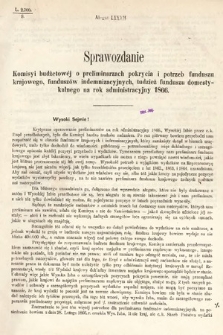 [Kadencja I, sesja III, al. 82] Alegaty do Sprawozdań Stenograficznych z Trzeciej Sesyi Sejmu Galicyjskiego z roku 1865-1866. Alegat 82