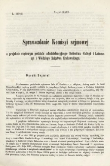 [Kadencja I, sesja III, al. 85] Alegaty do Sprawozdań Stenograficznych z Trzeciej Sesyi Sejmu Galicyjskiego z roku 1865-1866. Alegat 85