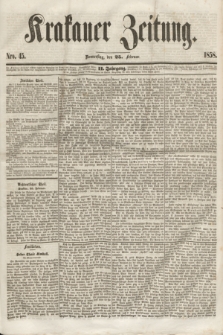 Krakauer Zeitung.Jg.2, Nro. 45 (25 Februar 1858)