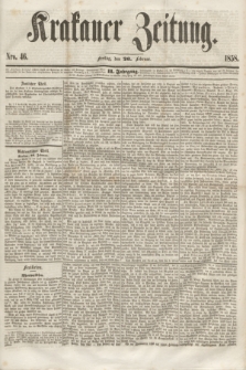 Krakauer Zeitung.Jg.2, Nro. 46 (26 Februar 1858)
