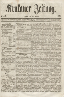 Krakauer Zeitung.Jg.2, Nro. 47 (27 Februar 1858) + dod.