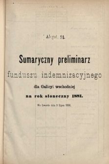 [Kadencja IV, sesja III, al. 93] Alegata do Sprawozdań Stenograficznych z Trzeciej Sesyi Czwartego Peryodu Sejmu Krajowego Królestwa Galicyi i Lodomeryi wraz z Wielkiem Księstwem Krakowskiem z roku 1880. Alegat 93